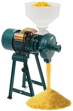 Macinino elettrico per cereali, 2200 W, con imbuto, diametro della rettifica: 40-60 mesh, 1400 giri/min, tritatutto per cereali, chicchi di caffè, verde