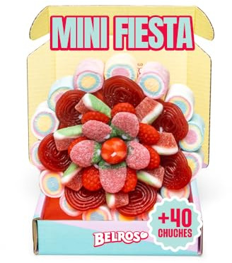 BELROS Tarta Golosinas Mini 12,5cm. Mix Chuches. 400g de Cumpleaños y Celebraciones. Ideal para Regalos. Combinación Chuches Dulces y Ácidas. Ocasión Especial Mama y Papá