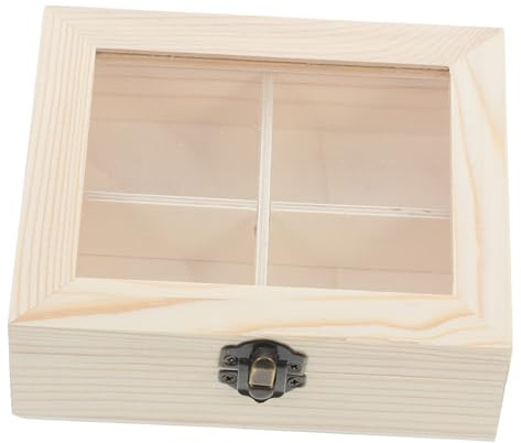 GLEAVI Organizador de Té de Madera con Compartimentos y Ventana Transparente Caja para Bolsitas de Café y Té Almacenamiento Multifuncional para Cocina