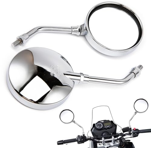 Espejo retrovisor para motocicleta M10: espejo redondo de aluminio CNC con cristal transparente, ajuste universal para motocicletas con rosca de 10 mm