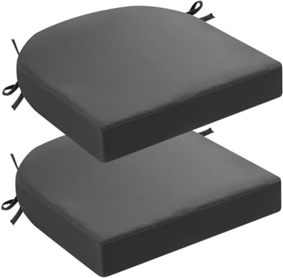 FARYODI Cojín para silla de exterior, 2 unidades, 42 x 43 cm, cojines para sillas de jardín, resistentes al agua, para silla de comedor, cojín para silla de terraza, interior/exterior (gris oscuro)