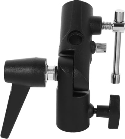 Didiseaon Aluminum Alloy Camera Flash Bracket Light Stand Adapter with Dual Flash Mount Photography Umbrella Swivel Holder for Tripod Attachment and Studio Lighting