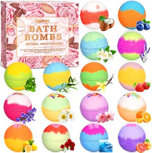 Vautvis 12 Pieza Bombas De Baño, Set de Baño Mujer Regalo, Bath Bombs SPA, Bolas para Baño y la Ducha Relajantes, Regalos Originales para Mujer