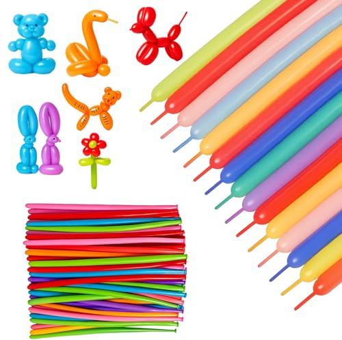 150 Pcs 260Q Twisting Long Latex Balloons Modelling Kit for Animal, Bobo Balloons for Party Decorations, Mixed Colors Long for Birthday, Wedding, Clown Party Decorations