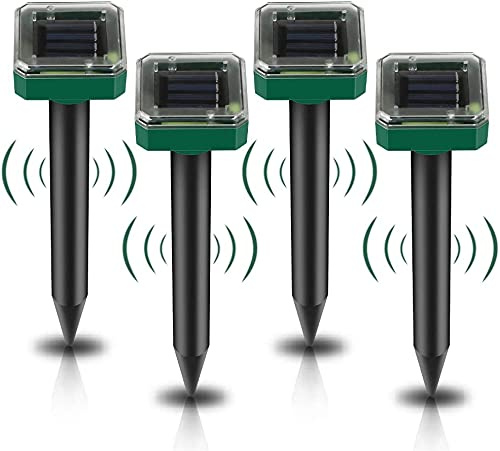 Repelente Solar de Topos: Ahuyentador de Topos Solar, ahuyentador de Topos, IP65, Resistente al Agua, ultrasonido, para ahuyentar y plagas para el jardín (4 Unidades)