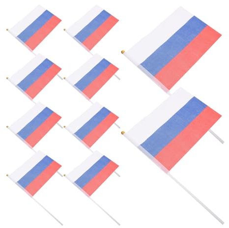 Mipcase 20 Stück Kleiner Russische Flaggen Am Stab Handliche Kleine Polyester Flaggen für Paraden Partydekorationen und Nationalfeiertage
