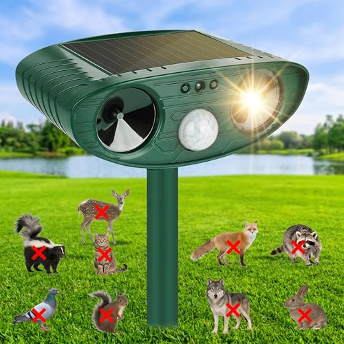 Katzenschreck für Garten, Solar Marderschreck Katzenschreck Ultraschall, IP44 wasserdicht mit Bewegungssensor – Katzenabwehr Tiervertreiber gegen Katzen, Vögel, Marder, Hunde, Füchse
