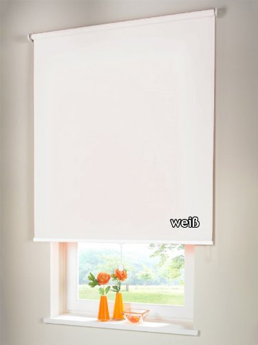 Sichtschutzrollo Mittelzugrollo Springrollo Rollo Verdunkelung 115 x 220 cm / 115x220 cm weiss