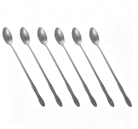HornTide Ensemble de cuillère à mélangeur 6 pièces Ensemble de cuillère à cuisson longue de 8 Inch 20cm pour crème glacée Boisson fraîche jus de fruits Cocktail de brassage et plus