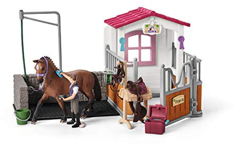 SCHLEICH 42404 Pferde-Waschplatz mit Stall (Amazon exklusiv) Tierspielzeug, Spielset, Ab 5 Jahren, Multicolor