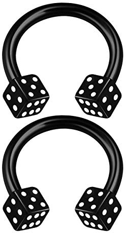 KJM FASHION 2 Stk Eloxiert Schwarz Circular Barbell 1.2mm 16gauge 3mm Acryl Würfel Tragus Cartilage Septum Helix Ohrringe Nose Piercing Schmuck 1730