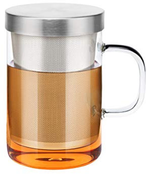 Suszian Tetera de Vidrio, infusor de 450 ml Taza de té de Vidrio Taza de té de Vidrio de borosilicato con Filtro y Tapa té y café