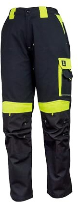 URG Arbeitshose Berufshose Bauarbeiter-Hose Bundhose Warnhose Gelb Cargo Y-SP