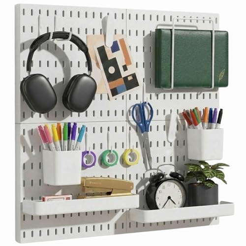 Keepo Kit di combinazione per pannello forato, pannelli forati e accessori modulari da appendere per organizer da parete, organizzazione di artigianato, esposizione di ornamenti, conservazione della