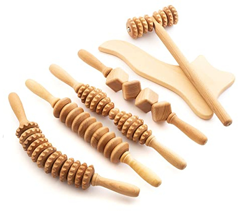 tuuli Accessories Maderotherapie Holz Set Massagegerät Roller Cellulite Lymphdrainage Gerät