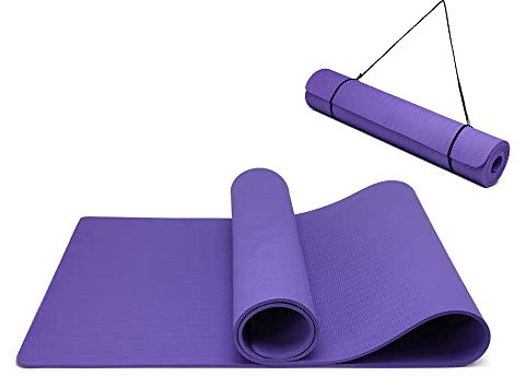 Oak & Tea Tapis de yoga tapis de yoga épais antidérapant pour homme/femme tapis d'exercice pour la gym à la maison avec sangle de transport méditation pilates 183 x 61 x 0.6 cm