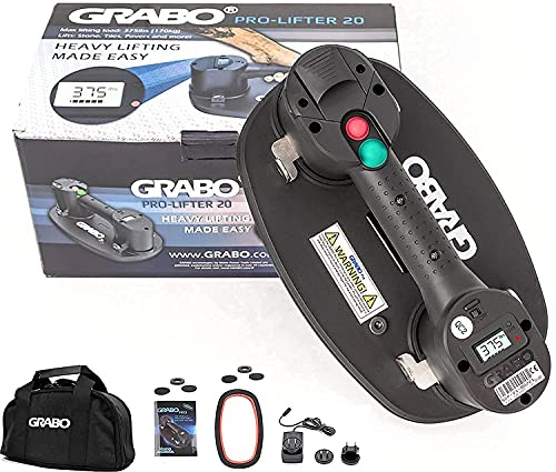 GRABO PRO – Digitaler Tragbarer Akku-Vakuum-Saugheber für Profis | Mit Auto-Nachsauge-Funktion | Maximale Hebekapazität 120 kg | Ergonomisches Design | Inklusive Textiltragetasche