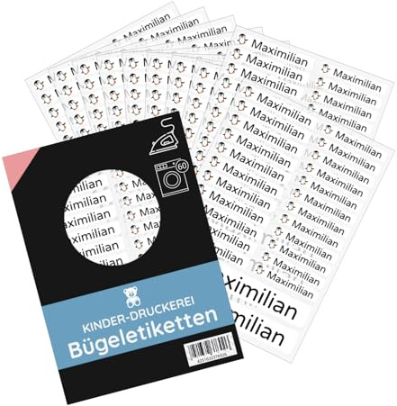 Namensaufkleber Kleidung & Bügeletiketten zum Aufbügeln, 200 Stück, Weiß | personalisiert, waschmaschinen- & trocknerfest bis 90 °C – dauerhaft statt einnähen, für Kita, Schule & Pflegeheim