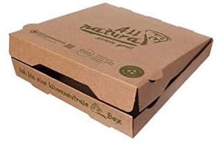 Pro DP 100 Pizzaboxen Pizzakartons Pizzaschachteln 32x32x4cm braun mit Bio Neutraldruck All Natural klimaneutral - Inkl. VerpG in D