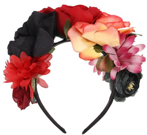 FRCOLOR Stil Urlaub Frauen Reifen Haar Lustig Maskerade Zubehör Foto Stirnband Urlaub Braut von Blumen Halloween Stirnbänder Fotografie Mexikanische Bands Party Rose