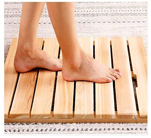 SHUITUKOUU Tapis De Bain en Bois,Plancher Et Douche en Bambou Tapis De Bain Antidérapant Caillebotis Caillebotis, Accessoires De Salle De Bain en Bambou Personnalisables,70x120cm/28x47in