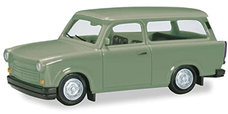 Trabant 1.1 Universal Modellauto, originalgetreu im Maßstab 1:87, Auto Modell für Diorama, Modellbau Sammlerstück, Deko Automodelle aus Kunststoff, Farbe: Blaßgrün