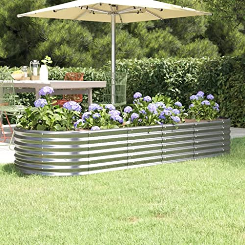 WIFESE Jardinière Acier Enduit de Poudre 224x80x36 cm Argentée Pot Carré Grande Taille Balcon