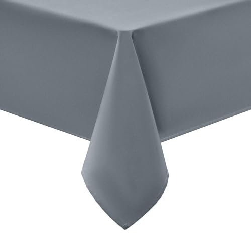 smiry Tischdecke Abwaschbar Rechteckig 140x220cm Tischtuch Polyester Wasserabweisend Lotuseffekt Tischwäsche Schmutzabweisend Abwischbare Tafeldecke für Party Küche, Grau