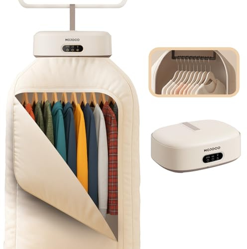 MOJOCO Secadora de ropa portátil – Secadora mini/compacta para apartamento, caravana, viajes, pequeña máquina silenciosa de secado rápido con temporizador ajustable y configuración sin complicaciones