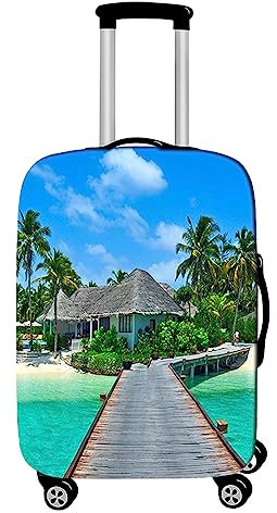 Mateju Kofferschutzhülle Elastisch Kofferhülle 18-32 Zoll, Gepäck Cover Reisekoffer Hülle Trolley Case Schutzhülle Luggage Cover Waschbare Staubdichte Kofferbezug (Malediven,XL)