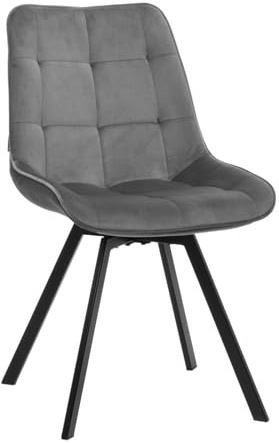 exitodesign Drehstuhl Esszimmer LAPO 49x62x83 cm - Esszimmerstühle Gesteppt 360° Drehbar Bürostuhl Stuhl - für Esszimmer Küche Wohnzimmer Salon Schreibtisch (Velvet Dunkelgrau)