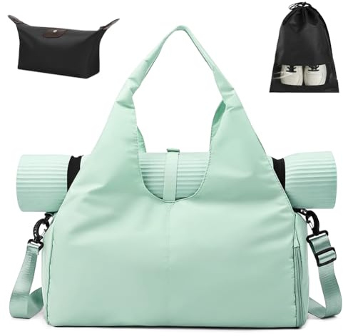 Aucuu Borsone Palestra, Borsone da Viaggio, Borsa da Palestra per Yoga Pilates,Borsone Palestra Sportiva Impermeabile,con Scomparto Scarpe,Grande Capacità Borsa per Sport/Viaggi,Tappetino non incluso