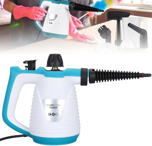 Dampfreiniger, 1050W 135°C Dampfreiniger Handgerät, 350ml Wassertank, 2.6-3.2 Bar Dampfdruck, Handdampfreiniger Mit 2,8 M Netzkabel, Steam Cleaner Für Küche, Teppich, Auto, Büro (blue)