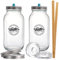 Smiths Mason Jars 2-Pack 2L Fermentación Tarros de vidrio transparente con pinza de madera, pesos y 2pcs Tapas - Ideal para la noche a la mañana avena, Kimchi almacenamiento y encurtidos