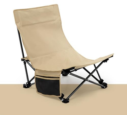 Walkervo 2er-Set Klappbarer Campingstuhl Mit Verstellbarer Rückenlehne Und Aufbewahrungstasche Strandliege Klappbar Leicht Tragbarer Strandkorb Für Den Außenbereich Faltstuhl Für Camping Angeln,Khaki