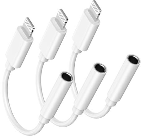 [Certifié Apple MFi] Adaptateur Apple Lightning vers Prise Casque 3,5 mm pour iPhone, Lot de 3 adaptateurs Casque iPhone 3,5 mm Aux Audio Converter Adaptateur Dongle pour iPhone 14 13 12 11 XS XR X 8
