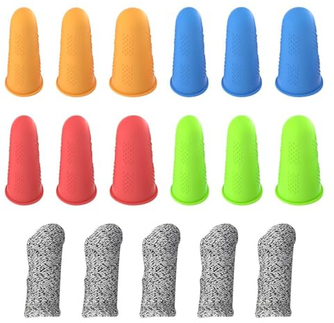 12-pack fingerskydd i silikon, 5 st skärbeständiga fingerskydd, sömnadsfingerskydd, fingerskydd, fingerskydd, stickade fingerskydd