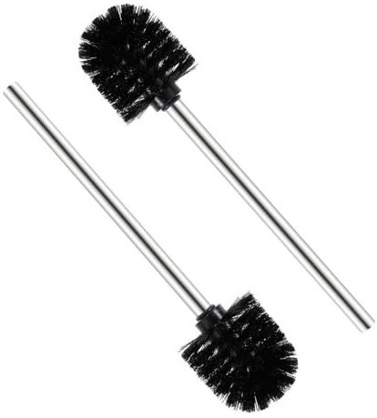 Voarge 2 Stück Klobürste Schwarz, WC Bürsten mit 7.5 cm Durchmesser, Abnehmbare Bürstenköpfe, Toilettenbürste mit Edelstahlstiel