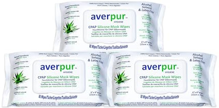 CPAP Reinigungstücher – Spar Paket - 3 x 80 averpur™ Maskentücher mit Aloe Vera | 100% reine Baumwolle | Dermatologisch getestet