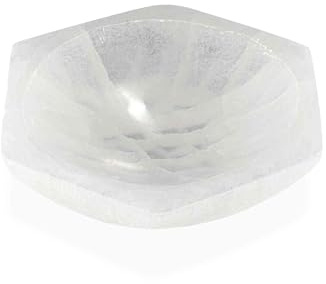 NKlaus Cuenco de selenita de 16 x 14 cm – Cuenco hexagonal de piedra natural para limpiar y cargar piedras preciosas, ideal para joyas, decoración y rituales espirituales