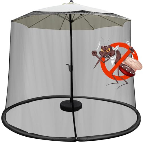MRWiZMS Zanzariera per Ombrellone, 300x300x230cm Tenda Zanzariera con Cerniera e Base Riempibile, Ideale per Ombrellone Rotondo, Rettangolare, Spiaggia, Balcone, Giardino, Sospeso (B, 300x300x230cm)