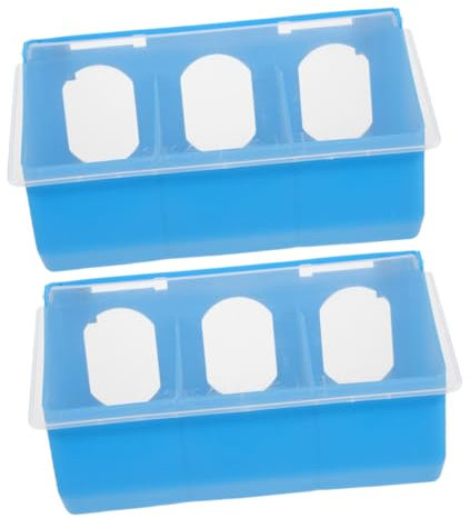 BESPORTBLE 2stücke Taubenfutterspender Aus Kunststoff Blau Mit Deckel Für Futter Wasser Und Grit Geeignet Für Tauben Und Geflügel Dreilochiger Futterspender Käfige