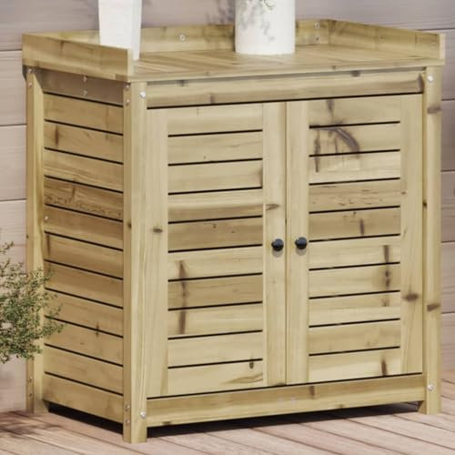 Pflanztisch mit Ablagen, Garten-Pflanztisch, Pflanzbank aus Holz, Arbeitsstation für Terrasse, Innenhof, Balkon, imprägniertes Kiefernholz, 85 x 50 x 86,5 cm