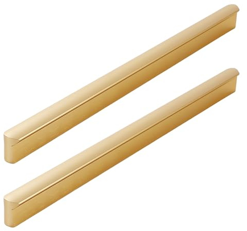 JIALUO0318 Gebürstetes Gold Aluminiumlegierung Türgriff Möbelgriffe Knöpfe Schrankgriffe Schubladengriff Küchengriffe 2 Stück (hole distance 160mm)