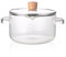 Glass Cooking Pot with Lid 61oz Heat-Resistant Double-Handle Glass Cookware Striped Thick-Bottom Glass Pot for Food Wine