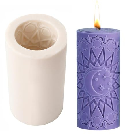 Hshenjhu Moldes para Velas, DIY Moldes para Hacer Velas con Luna y Estrellas, 3D Moldes de Silicona para Velas, Decoración del Hogar, Manualidades, Velas Aromáticas, Jabón