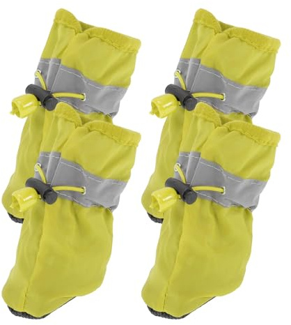 CAPASTEC Pfotenschutz Für Hunde Gelb 4 Stück Indoor Outdoor Wasserdicht | Verstellbare Riemen, Material: Plane Und Ballleder, Größe: 4, Länge: 5.2cm, Breite: 4.3cm, Gewicht: 4.5-6kg