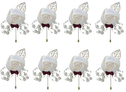 6 Stück Bräutigam Boutonniere, Ansteckblume Hochzeit Boutonniere, Boutonniere Braut, Hochzeit Boutonniere, für Die Braut, Der Bräutigam, Das Blumenmädchen und Die Anwesenden Gäste