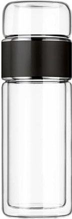 loyimioo Botella Infusora de Té Inteligente de Vidrio de Doble Pared Con Filtro de Acero Inoxidable, para Té en Hojas y Infusiones de Frutas, Botella de Agua Saludable para Uso Diario