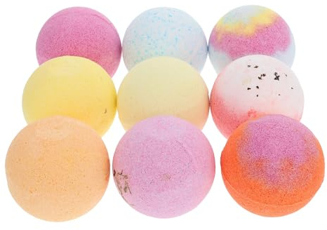 TOYZFRIENDY 9 Stück Badebomben Badezusatz mit Ätherischen Ölen 60g Natürliche Spa Badekugeln Zur Hautregeneration und Feuchtigkeitsspende für Entspannende Bäder Zufällige Zufällige Farbe